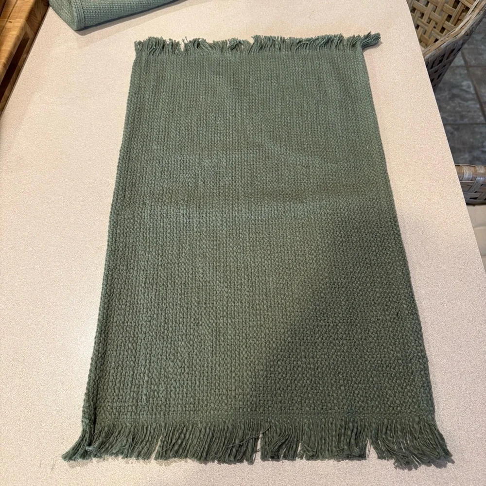 Olive Green Fringed Knit Placemats Set of 4